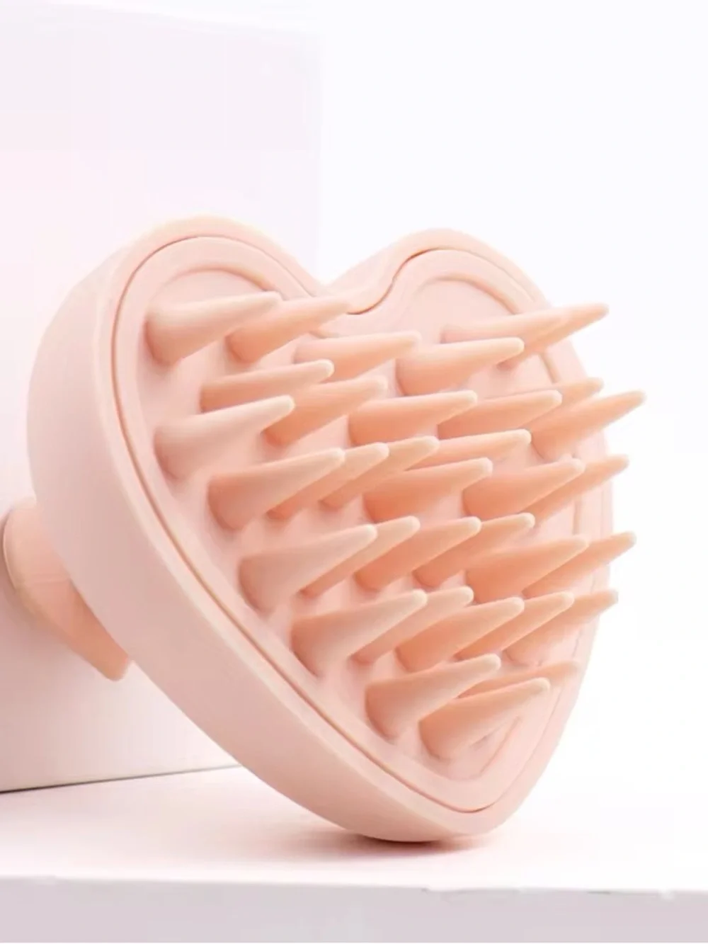 Pink Heart Silicone Scalp Massager Brush New